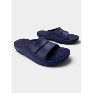 OOFOS OOahh Recovery Slides Navy Blue Womens 9 Mens 7